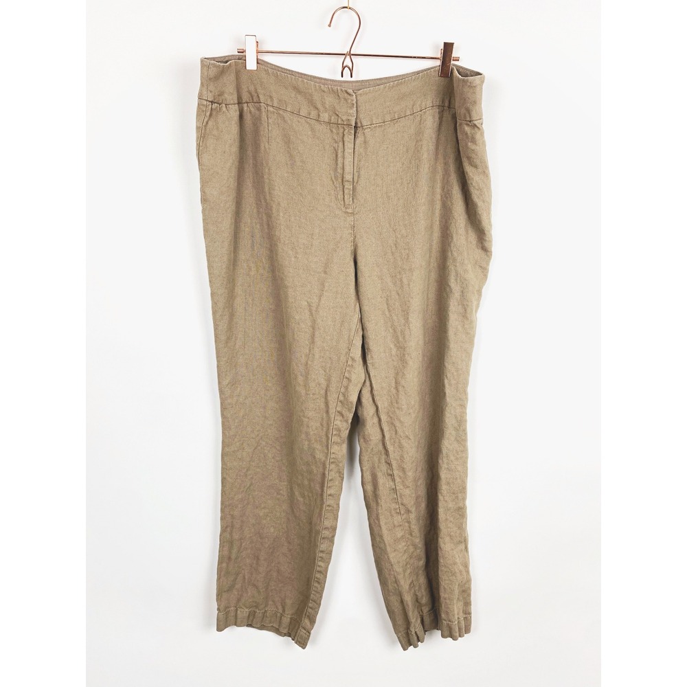 Eileen Fisher Linen Straight Leg Trousers 20W Coastal Office